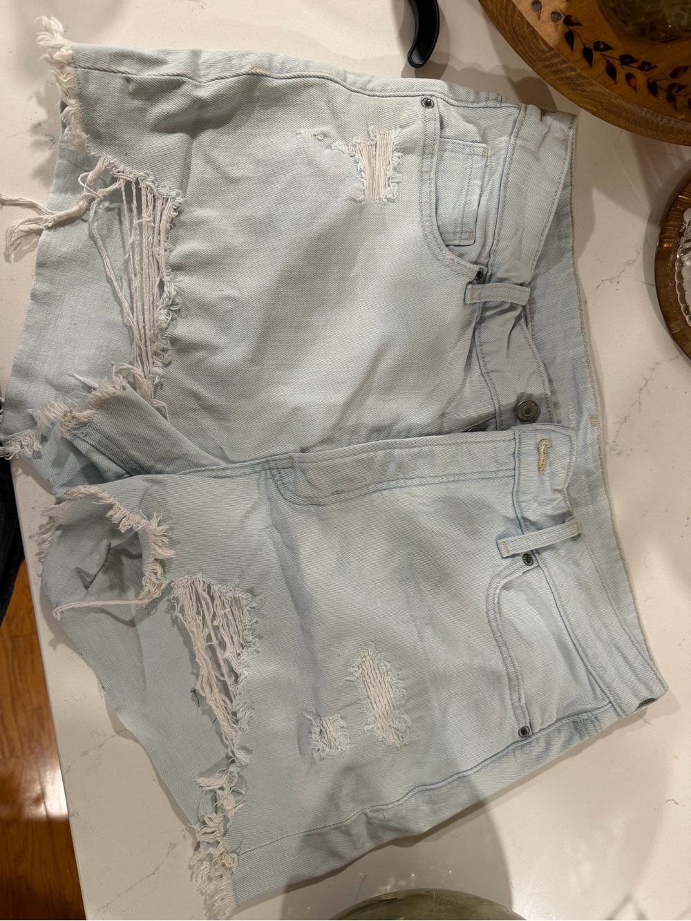 Old Navy Pale Blue Frayed Hem Denim Shorts
